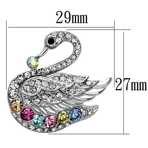 LO2788 - Imitation Rhodium White Metal Brooches with Top Grade Crystal