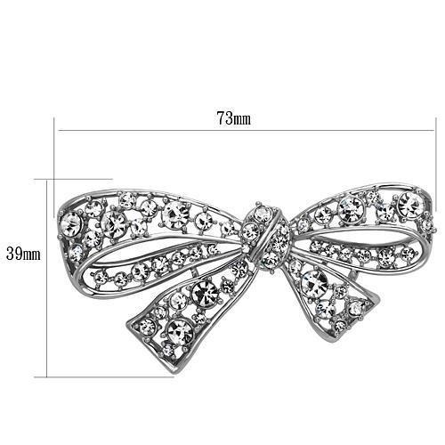 LO2882 - Imitation Rhodium White Metal Brooches with Top Grade Crystal