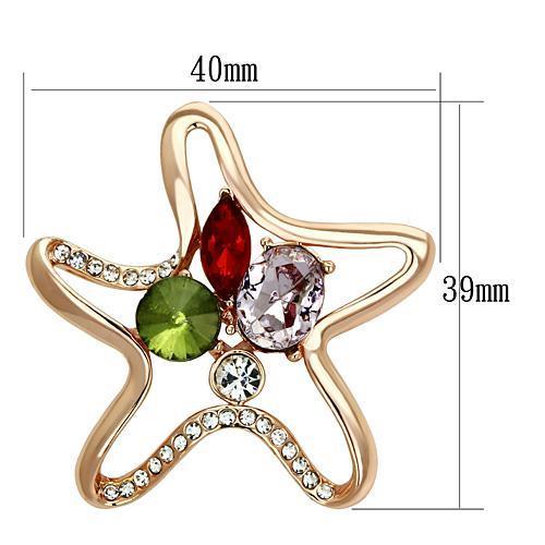 LO2913 - Flash Rose Gold White Metal Brooches with Synthetic Acrylic