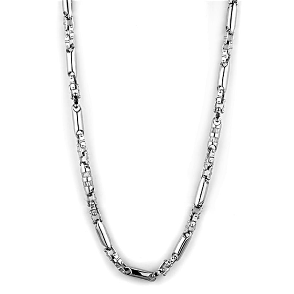 LO3089 - Rhodium Brass Necklace with AAA Grade CZ in Clear | Turquoise Tiger