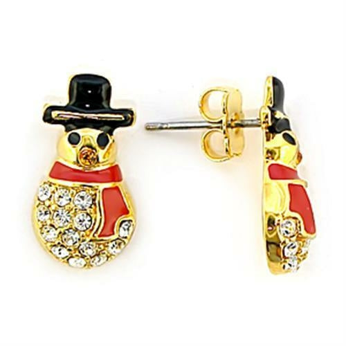 LO320 - Gold Brass Earrings with Top Grade Crystal in Topaz