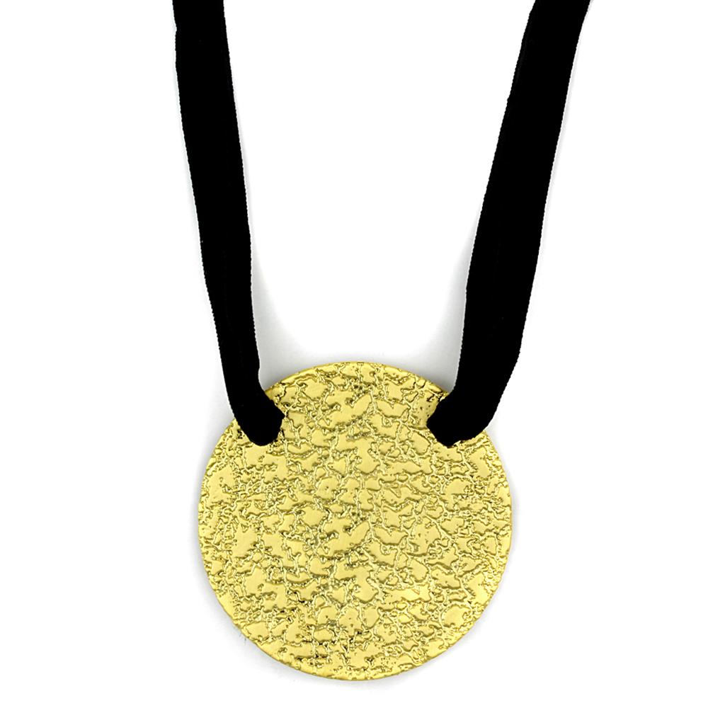 LO3727 - Gold & Brush Brass Chain Pendant with No Stone | Turquoise Tiger