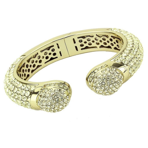 LO4295 - Flash Gold Brass Bangle with Top Grade Crystal in Citrine