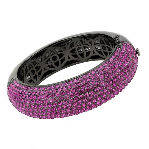 LO4303 - TIN Cobalt Black Brass Bangle with Top Grade Crystal in