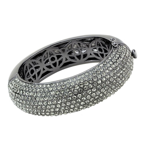 LO4304 - TIN Cobalt Black Brass Bangle with Top Grade Crystal in