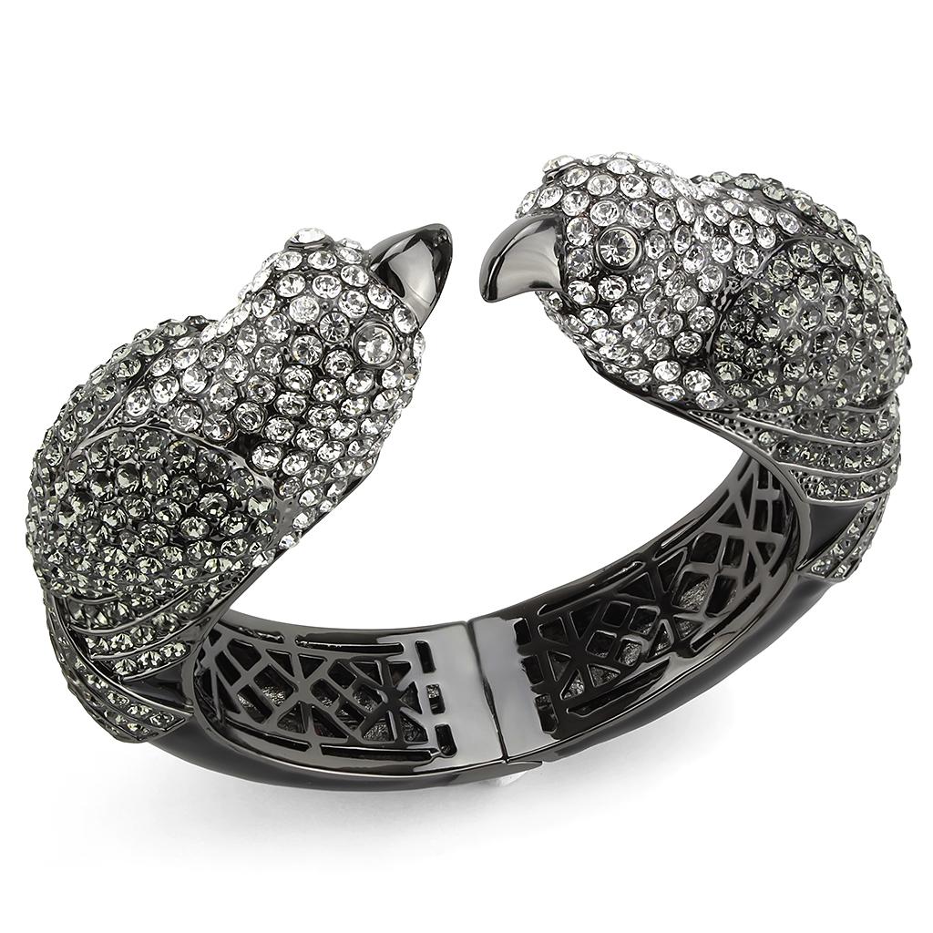 LO4333 - Ruthenium Brass Bangle with Top Grade Crystal in Multi Color | Turquoise Tiger