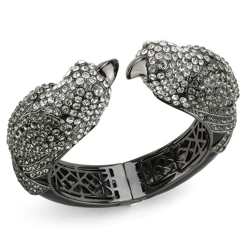 LO4333 - Ruthenium Brass Bangle with Top Grade Crystal in Multi Color