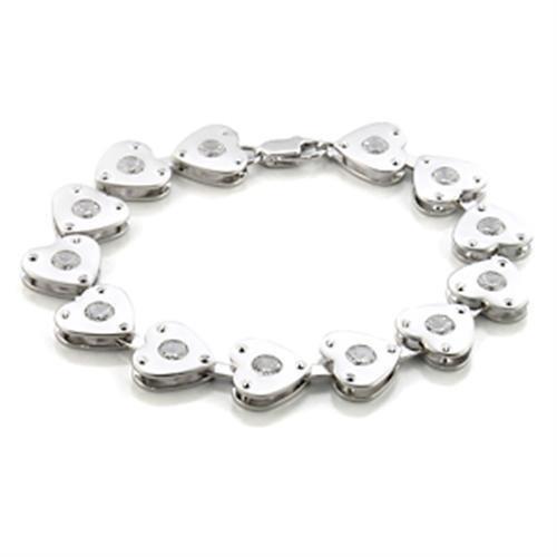 LO586 - Matte Rhodium & Rhodium Brass Bracelet with AAA Grade CZ in