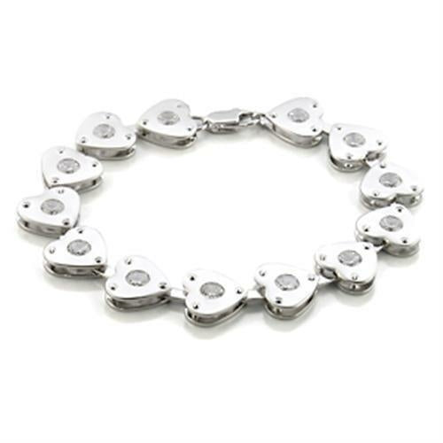 LO586 - Matte Rhodium & Rhodium Brass Bracelet with AAA Grade CZ in