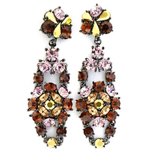 LO629 - Ruthenium White Metal Earrings with Top Grade Crystal  in