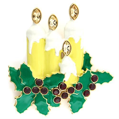 LO844 - Gold White Metal Brooches with Top Grade Crystal  in Citrine | Turquoise Tiger