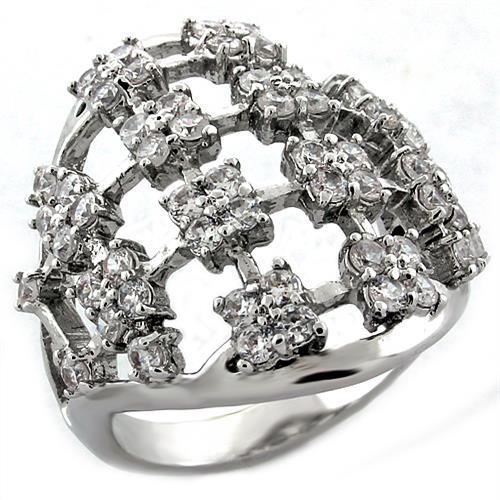 LOA996 Rhodium Brass Ring with AAA Grade CZ in