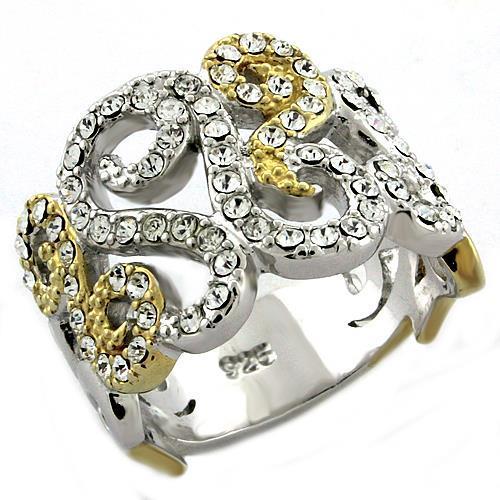 LOAS1019 Gold+Rhodium 925 Sterling Silver Ring