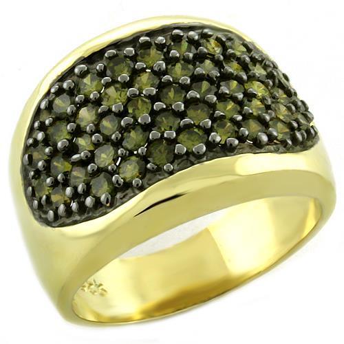 LOAS1042 Gold 925 Sterling Silver Ring with AAA | Turquoise Tiger