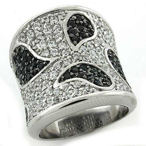 LOAS1182 - Reverse Two-Tone 925 Sterling Silver Ring with AAA Grade CZ