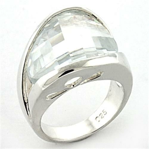 LOAS776 - Rhodium 925 Sterling Silver Ring with AAA Grade CZ  in Clear