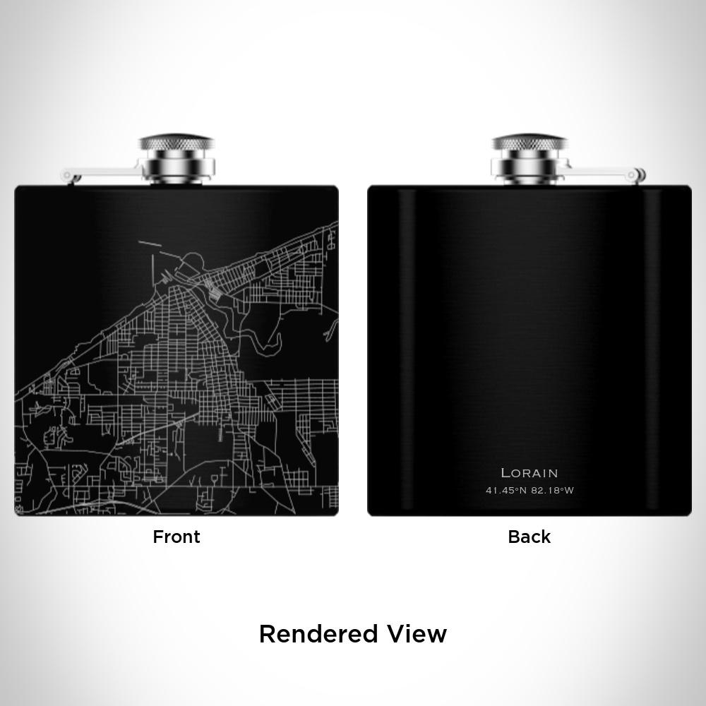 Lorain - Ohio Map Hip Flask in Matte Black - Zomdo Marketplace | Zomdo.com