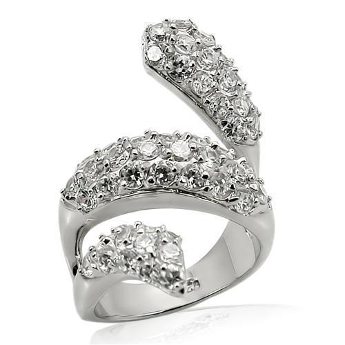 LOS219 - Rhodium 925 Sterling Silver Ring with AAA Grade CZ in Clear