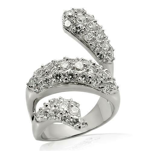 LOS219 - Rhodium 925 Sterling Silver Ring with AAA Grade CZ in Clear