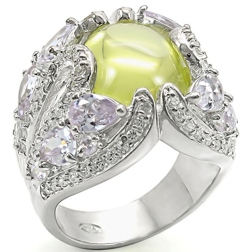 LOS391 - High-Polished 925 Sterling Silver Ring with AAA Grade CZ in