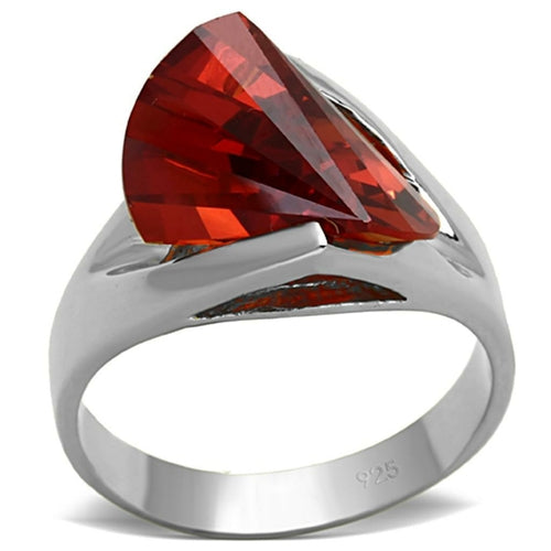 LOS640 - Silver 925 Sterling Silver Ring with AAA Grade CZ in Garnet