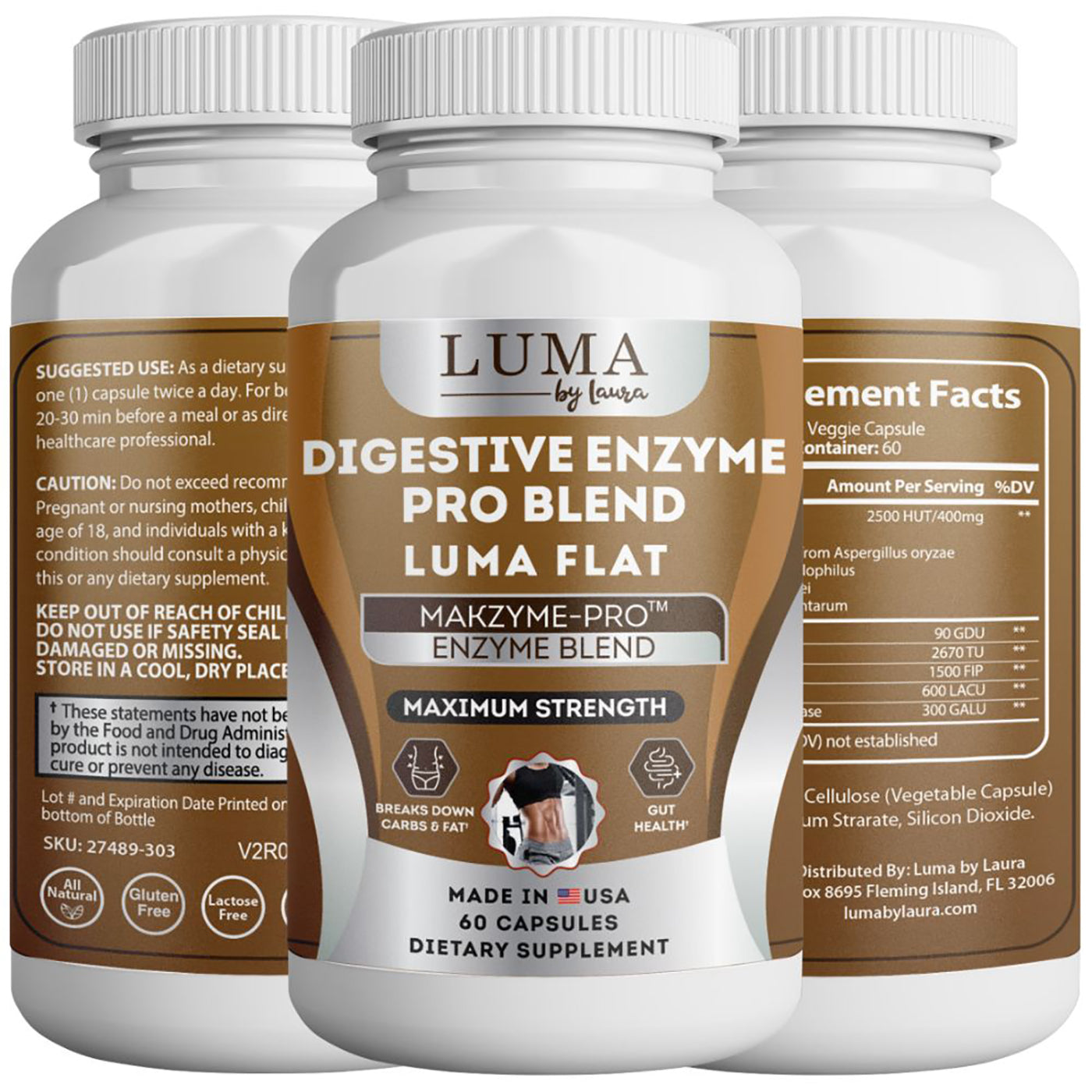 Luma Digestive Enzymes Prebiotic & Probiotics Gas & Bloating Relief -