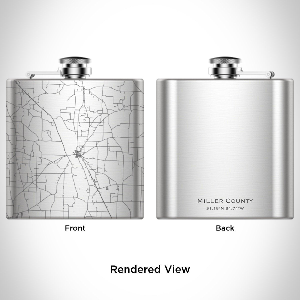 Miller County - Georgia Engraved Map Hip Flask