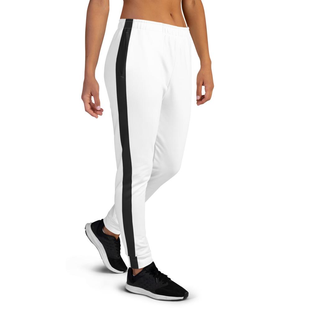 Women's White Joggers with Stripe