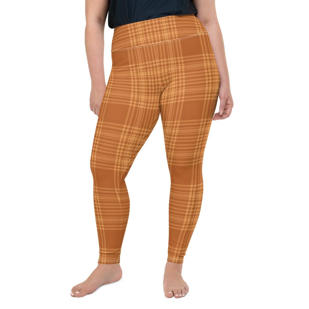 Orange Plaid Plus Size Leggings