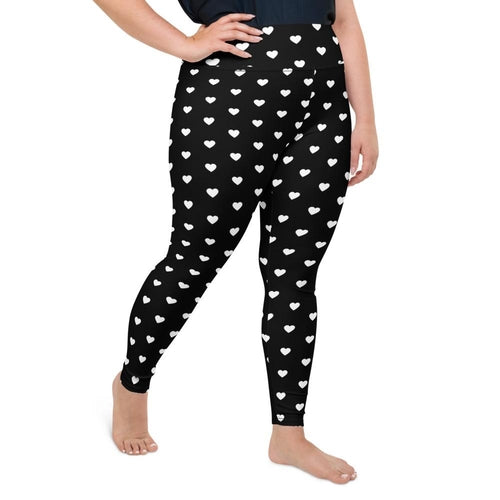 Black Valentine Tiny Hearts Plus Size Leggings