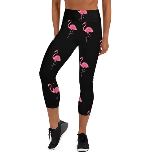 High Waist Pink Flamingo Yoga Capri Leggings