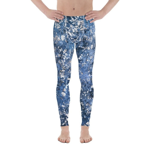 Men's Blue Silver Grunge Leggings