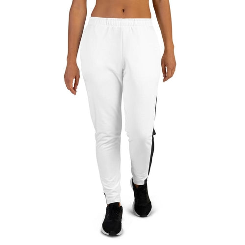 Women's White Joggers with Stripe