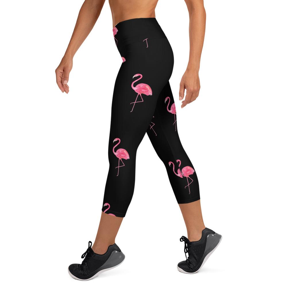 High Waist Pink Flamingo Yoga Capri Leggings