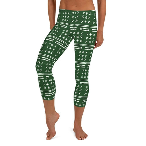 Africa Capri Leggings Green Women Pant