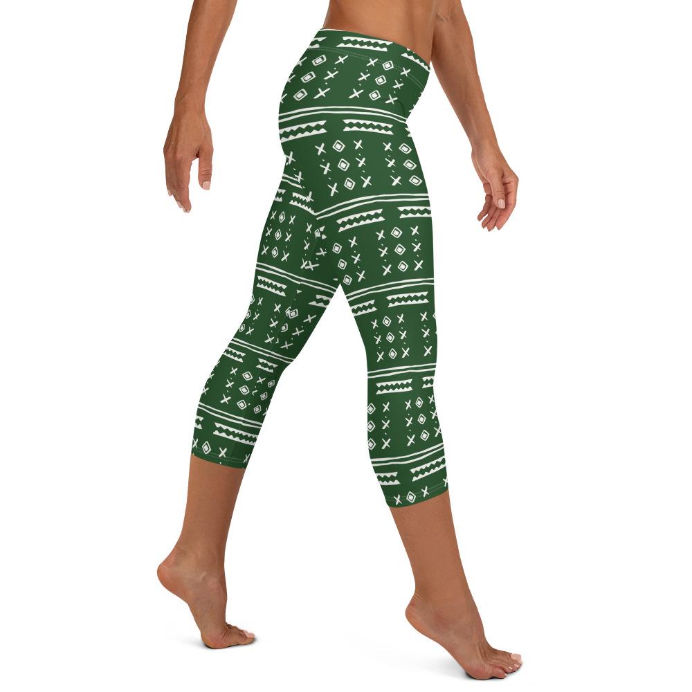 Africa Capri Leggings Green Women Pant