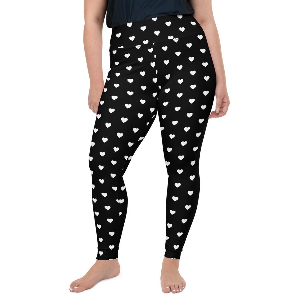 Black Valentine Tiny Hearts Plus Size Leggings