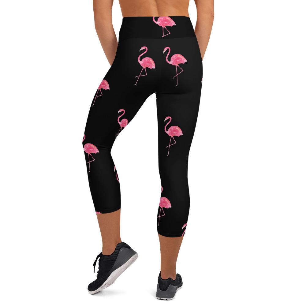 High Waist Pink Flamingo Yoga Capri Leggings