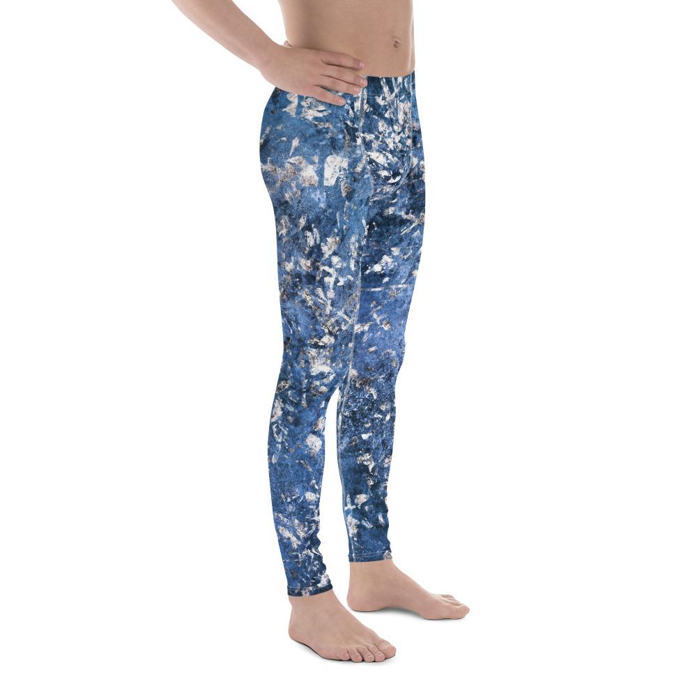 Men's Blue Silver Grunge Leggings