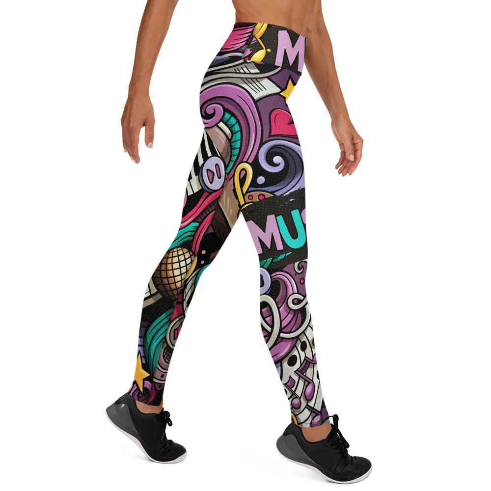 High Waist Music Colorful Yoga Leggings