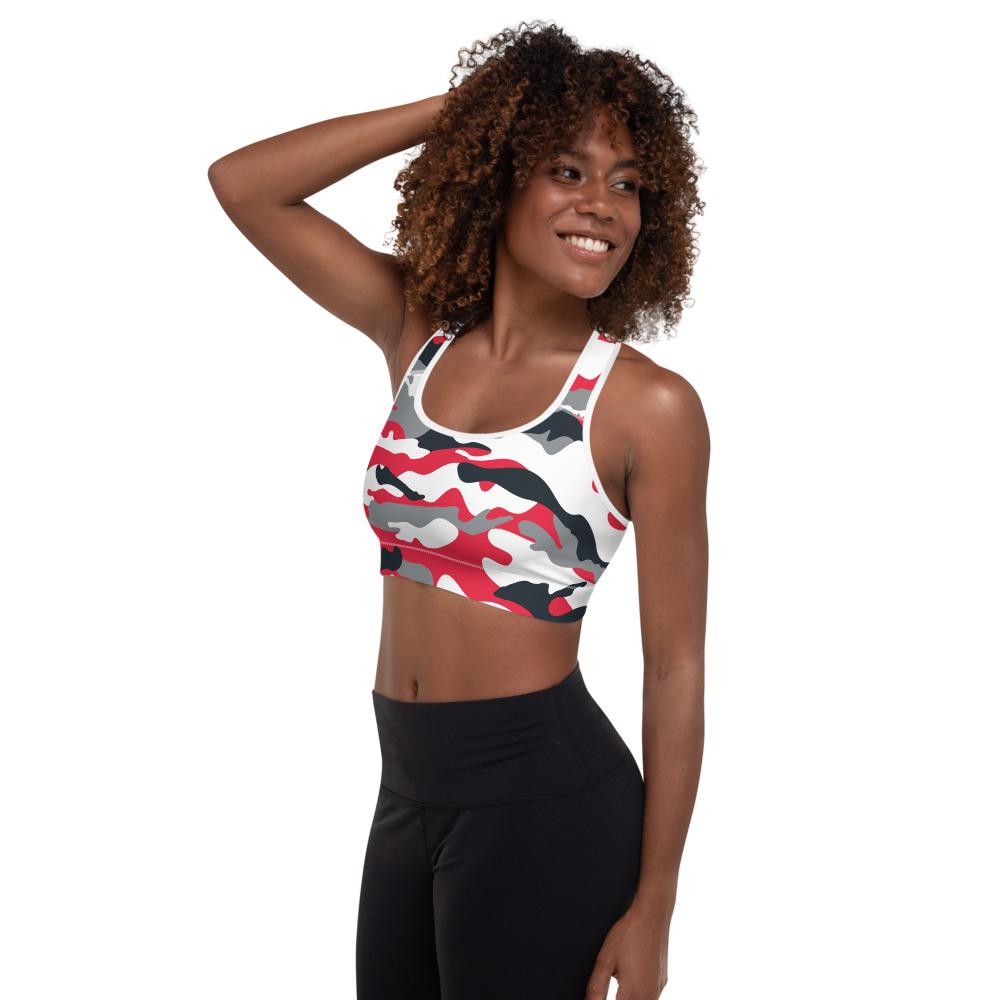 Padded Red Camo Sports Bra