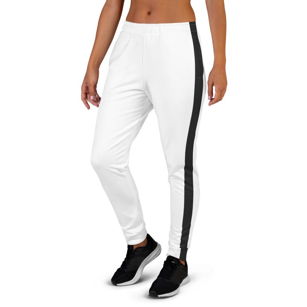 Women's White Joggers with Stripe