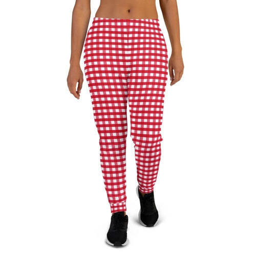 Women's Fuchsia Plaid Joggers