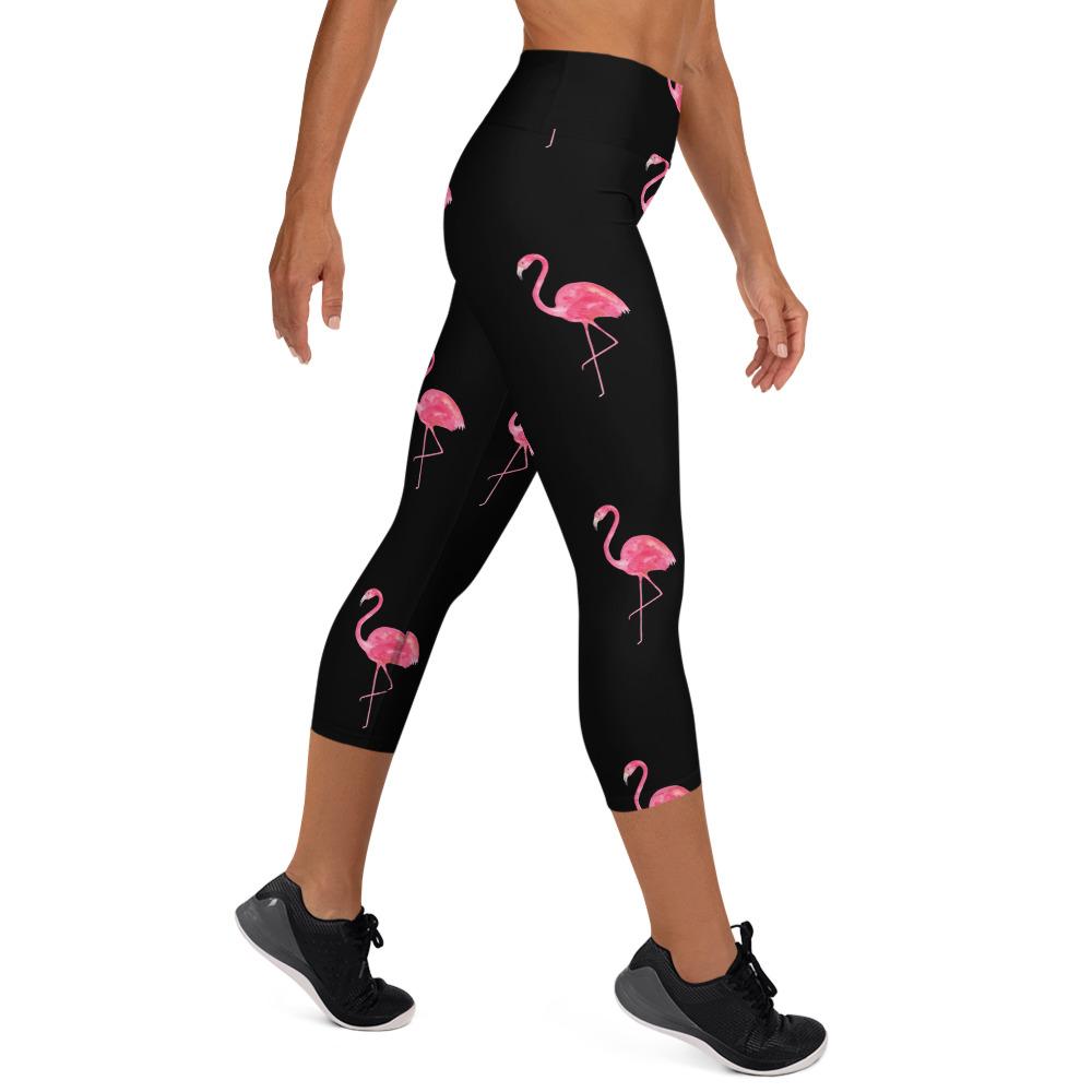 High Waist Pink Flamingo Yoga Capri Leggings