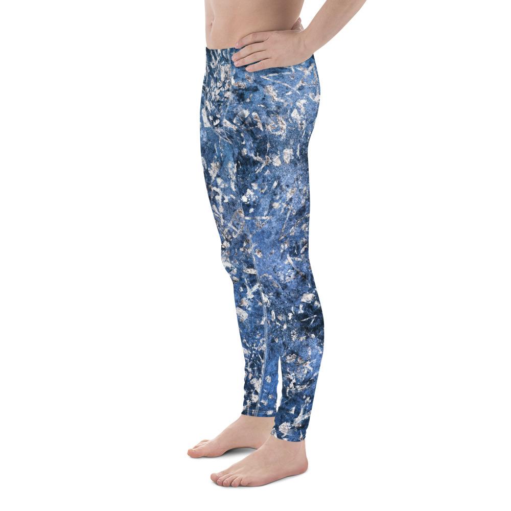 Men's Blue Silver Grunge Leggings