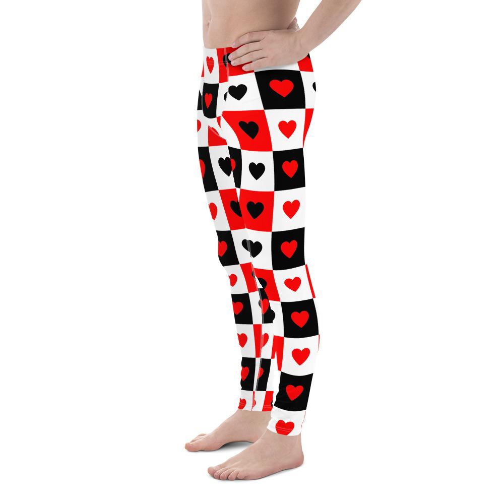 Checkered Hearts Men's Leggings