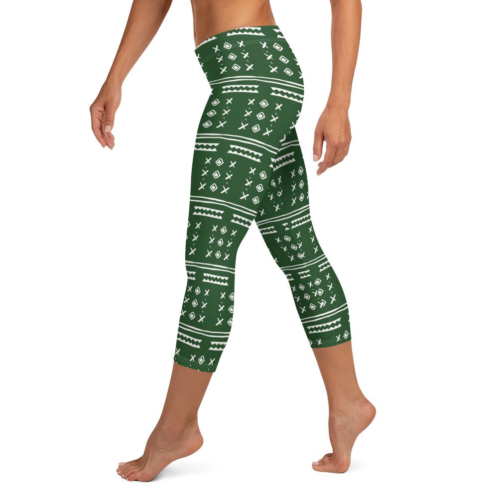 Africa Capri Leggings Green Women Pant