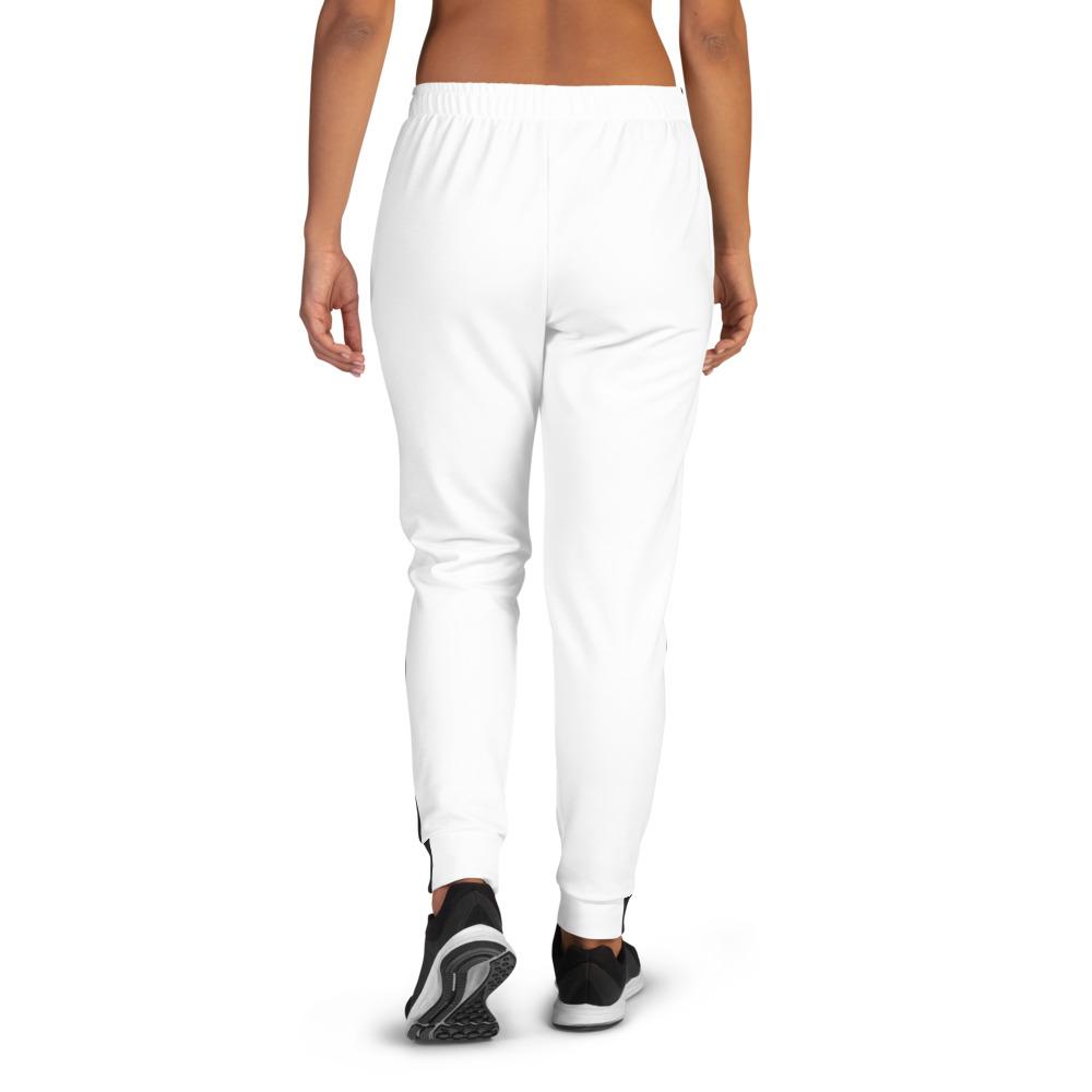 Women's White Joggers with Stripe