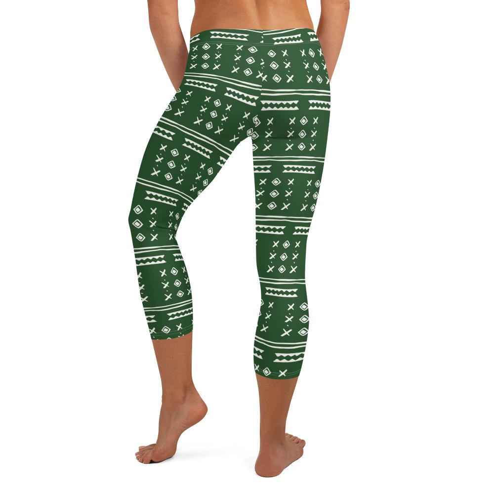 Africa Capri Leggings Green Women Pant