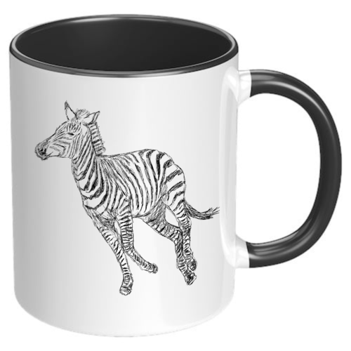 Uniquely You Black Accent Ceramic Mug - 11oz, Galloping Zebra Line